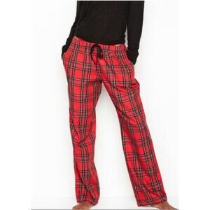 Victoria's Secret Red Black Plaid Cotton Flannel Pockets Relaxed Pajama Pants XS